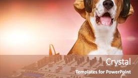  Presentation with beagle dog - Colorful theme enhanced with deejay - beagle dog wearing headphones behind backdrop and a coral colored foreground