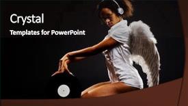  Presentation with vinyl - Presentation theme consisting of deejay - beautiful angel with vinyl background and a black colored foreground
