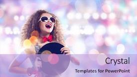  Presentation with pretty girl - Amazing presentation design having deejay - young pretty girl dj backdrop and a light blue colored foreground