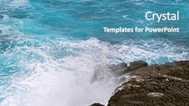  Presentation with volcanic rock - PPT theme enhanced with deep blue sea water splashing volcanic rock at blowholes rock tunnels at cape bridgewater in victoria australia background and a teal colored foreground