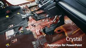  Presentation with vehicle - Beautiful slide deck featuring deep-car-tuning-disassembled-vehicle backdrop and a tawny brown colored foreground