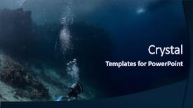  Presentation with deep dark sea - Presentation design with deep dark sea - scuba diver moving towards profound background and a navy blue colored foreground