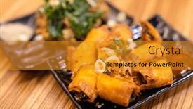  Presentation with deep - PPT layouts enhanced with deep-fired-spring-rolls-dish background and a  colored foreground