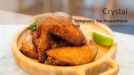  Presentation with fried chicken - PPT theme consisting of deep-fried-chicken-wing background and a coral colored foreground