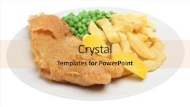  Presentation with drgon furite chips - PPT layouts consisting of deep-fried cod with chip background and a yellow colored foreground