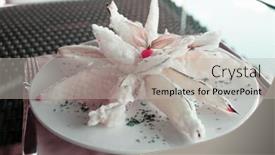  Presentation with eggplant - Presentation theme having deep fried eggplant in tempura coating toned image background and a light gray colored foreground