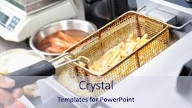  Presentation with chef - PPT layouts featuring deep fried fish - female chef preparing french fries background and a lemonade colored foreground