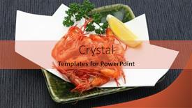  Presentation with japanese food - PPT theme having deep-fried-freshwater-shrimp-kawaebi background and a coral colored foreground