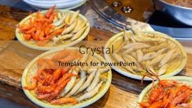  Presentation with deep - Slides having deep-fried-seafood-plate background and a yellow colored foreground