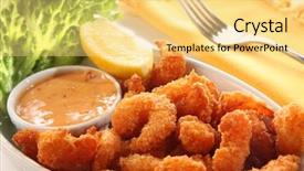  Presentation with shrimp - Presentation theme enhanced with deep fried shrimp platter also background and a yellow colored foreground