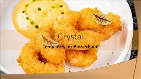  Presentation with shrimps - PPT layouts featuring deep-fried-shrimps-with-sauce and a gold colored foreground