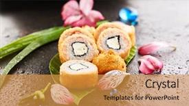 Presentation with natural food grocery - Presentation design enhanced with deep fried sushi roll made background and a gold colored foreground