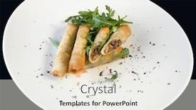  Presentation with cigar - Amazing PPT theme having deep fried turkish cigar shaped rolls sigara boregi backdrop and a sky blue colored foreground