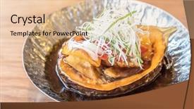  Presentation with deep - Cool new slide deck with deep fried vegetables with gravy sauce backdrop and a lemonade colored foreground