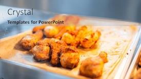  Presentation with deep - PPT layouts featuring deep-fry-crispy-chicken-thigh background and a  colored foreground