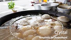  Presentation with taste - Slide set consisting of deep-fry taiwanese meatballs famous background and a  colored foreground