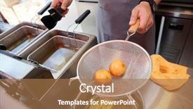  Presentation with dim sum - Colorful theme enhanced with deep fryer - asian takeout food backdrop and a coral colored foreground