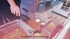  Presentation with cooking chef - Presentation theme consisting of deep fryer in boiling oil background and a coral colored foreground