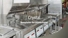  Presentation with deep - PPT theme having deep fryer on commercial kitchen background and a gray colored foreground