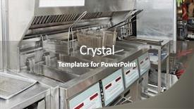  Presentation with restaurant kitchen - Theme enhanced with deep fryer on restaurant kitchen background and a gray colored foreground