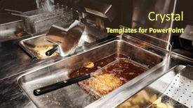  Presentation with restaurant kitchen - Presentation theme consisting of deep-fryer-with-boiling-oil background and a tawny brown colored foreground