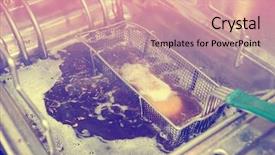  Presentation with oil and gas - Beautiful presentation featuring deep fryer with boiling oil backdrop and a coral colored foreground