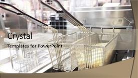  Presentation with french fries - Beautiful slide deck featuring deep fryer with french fries backdrop and a mint green colored foreground