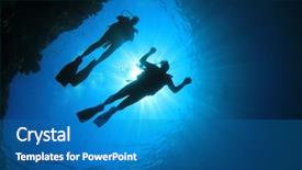  Presentation with scuba diving - Amazing presentation design having deep sea divers - couple scuba diving silhouettes backdrop and a teal colored foreground