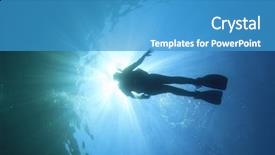  Presentation with deep sea - Slide deck having deep sea divers - scuba diver silhouette underwater background and a teal colored foreground
