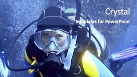 Presentation with deep sea - Presentation theme enhanced with deep sea divers - scuba diver underwater looking background and a ocean colored foreground