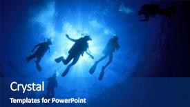  Presentation with scuba diving - Beautiful theme featuring deep sea divers - scuba diving backdrop and a ocean colored foreground