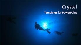  Presentation with scuba diving - Slide set featuring deep sea divers - scuba diving background and a navy blue colored foreground