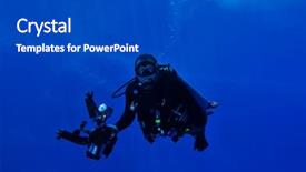  Presentation with underwater - Amazing presentation theme having deep sea divers - underwater photographer with big camera backdrop and a dark gray colored foreground