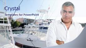  Presentation with fisherman - PPT theme with expertise captain of fisherman boat background and a sky blue colored foreground