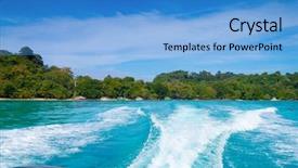  Presentation with journey - Audience pleasing PPT theme consisting of deep sea moving - foaming way speed journey backdrop and a teal colored foreground