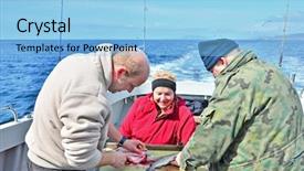  Presentation with deep sea - Audience pleasing slides consisting of deep sea fishing - gutting fish backdrop and a light blue colored foreground