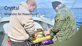  Presentation with deep sea - Theme featuring deep sea fishing - gutting fish background and a  colored foreground