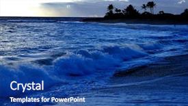  Presentation with ocean waves - Audience pleasing PPT theme consisting of deep sea moving - ocean waves island sky backdrop and a ocean colored foreground