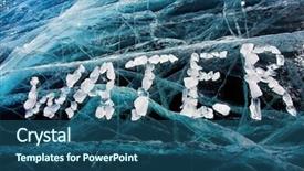  Presentation with winter ice - Presentation design having deep sky objects - word water made from ice background and a ocean colored foreground