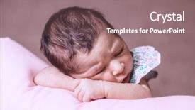  Presentation with baby sleeping - Theme with portrait of a cute two background and a violet colored foreground