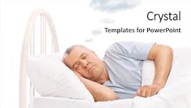  Presentation with sleeping - Slides enhanced with mature man sleeping background and a white colored foreground
