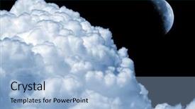  Presentation with moon - PPT layouts enhanced with deep space - moon and white fluffy cloud background and a light blue colored foreground
