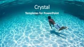  Presentation with sky diving man falling - Slide deck featuring deep space - young man diving background and a ocean colored foreground