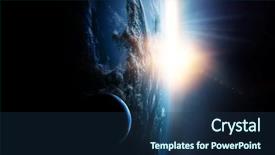  Presentation with science space satellite orbiting - Presentation theme featuring deep space beauty planet orbit background and a ocean colored foreground