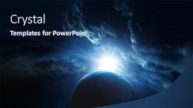  Presentation with deep - PPT theme with deep-space-beauty-planet-orbit background and a navy blue colored foreground