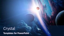  Presentation with deep - Theme having deep-space-beauty-planet-orbit background and a ocean colored foreground