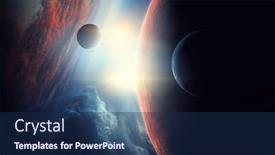  Presentation with deep - PPT theme consisting of deep-space-beauty-planet-orbit background and a navy blue colored foreground