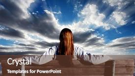  Presentation with deep - PPT layouts consisting of deep thinking - girl looking into the future background and a tawny brown colored foreground