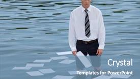  Presentation with lake - Slide set having deep thinking - portrait of businessman standing background and a teal colored foreground