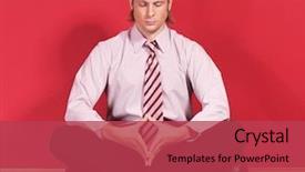  Presentation with stress free zone totally relaxed - Slides featuring deep thinking - relaxed businessman sitting background and a red colored foreground